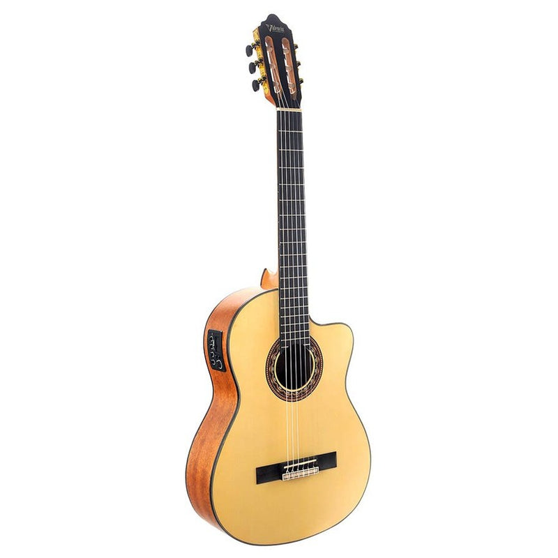 Valencia VC304CE klassieke gitaar 4/4. sitka sparren top. mahonie zij- & achterblad. preamp en cutaway. satin finish