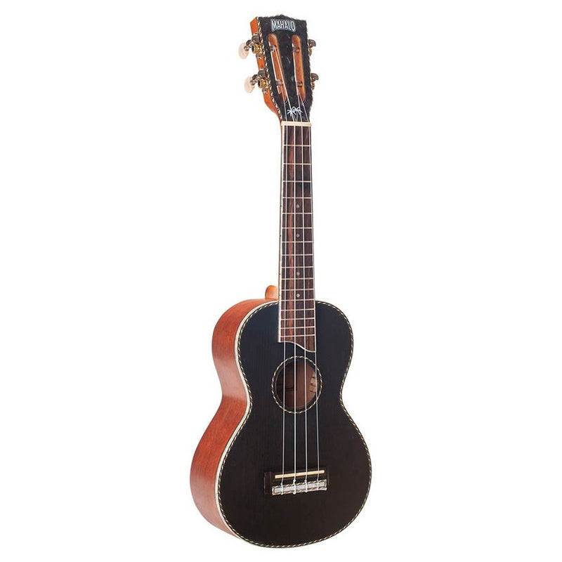 Mahalo MP2BK solid top concert ukulele, black, with bag