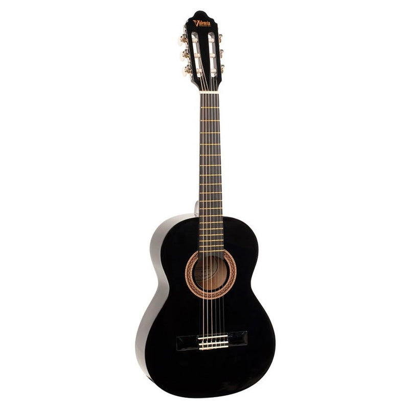 Valencia VC102BK klassieke gitaar 1/2. linden body. esdoorn fb. hoogglans finish. zwart