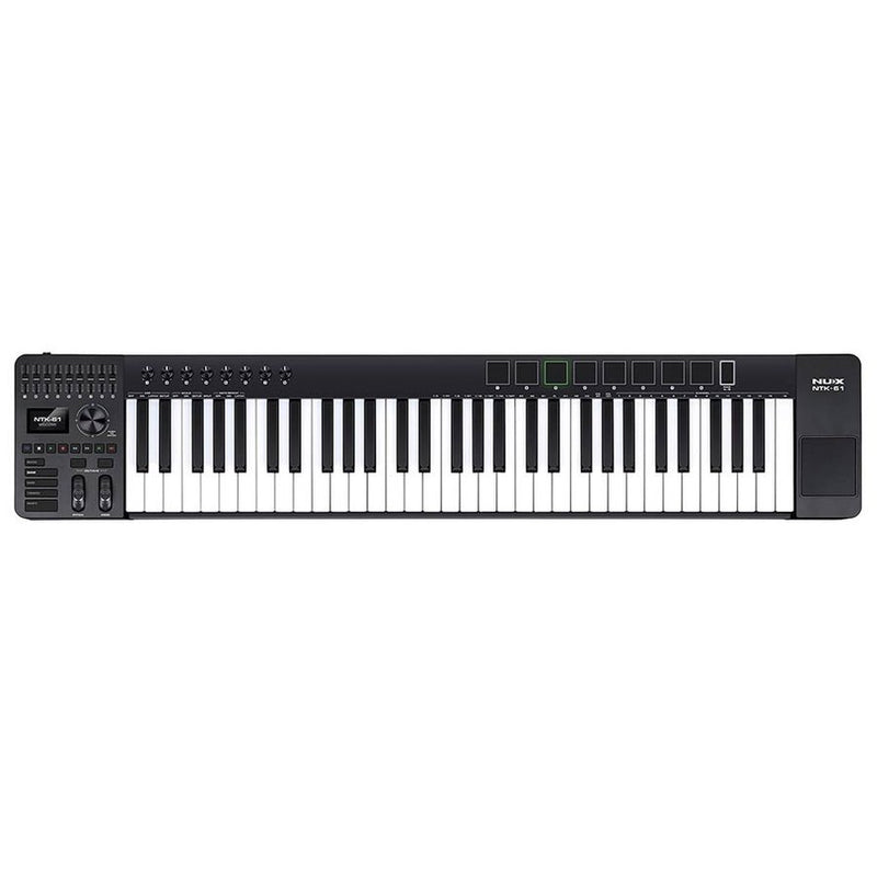 NUX NTK-61 MIDI keyboard controller 61 keys, 9 faders, 8 rotary knobs, 8 drum pads, touch pad