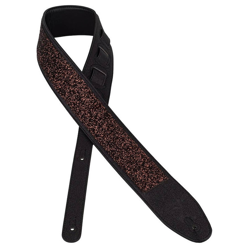 Gaucho GST-250-BK guitar strap, faux leather, sparkling black