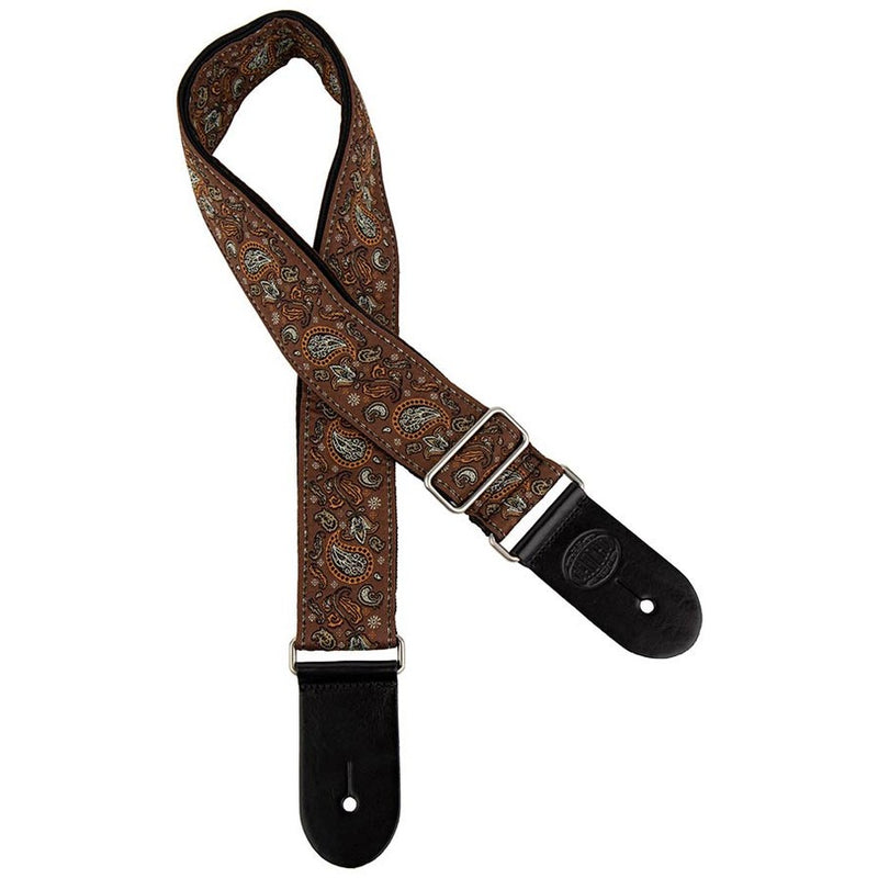 Gaucho GST-196-04 guitar strap, 2” jacquard weave, leather slips, multi colors