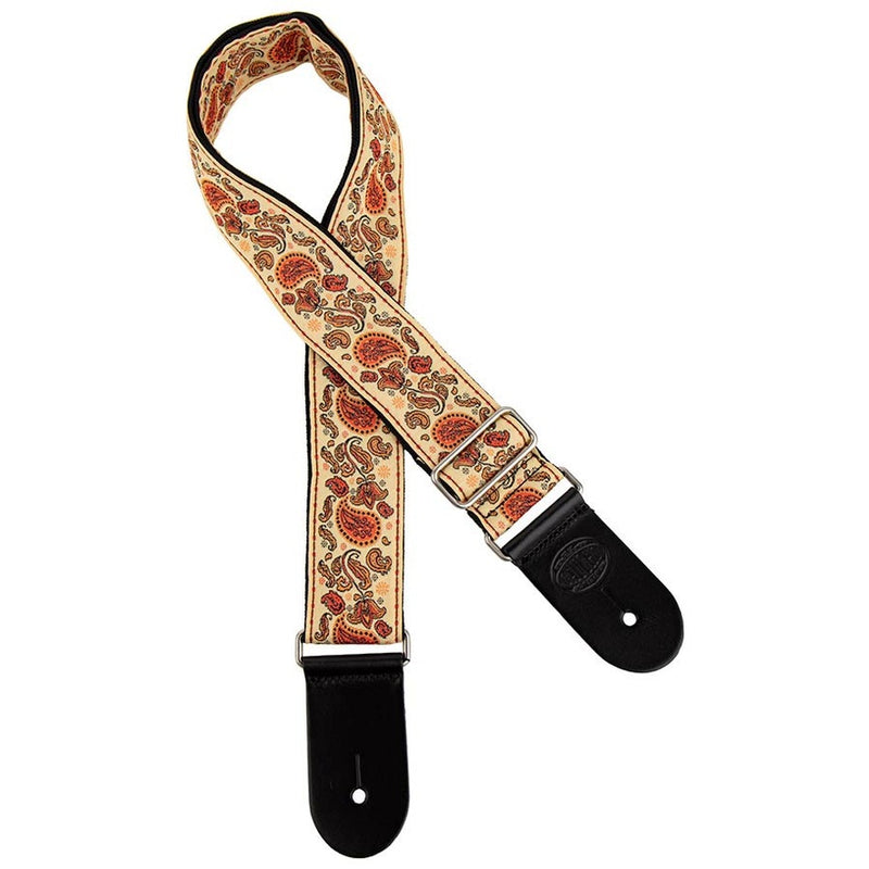 Gaucho GST-196-05 guitar strap, 2” jacquard weave, leather slips, multi colors