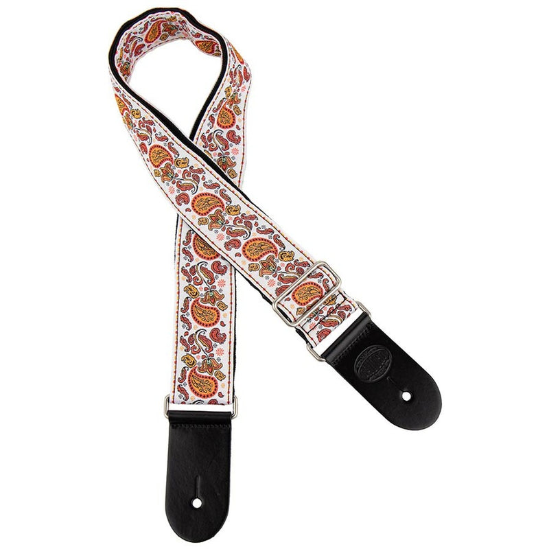 Gaucho GST-196-09 guitar strap, 2” jacquard weave, leather slips, multi colors