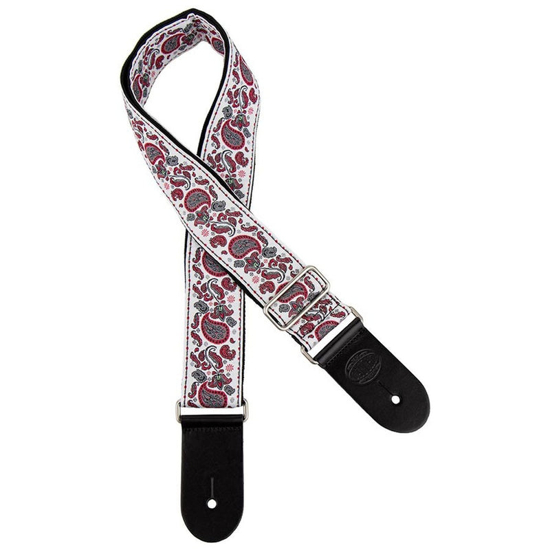 Gaucho GST-196-10 guitar strap, 2” jacquard weave, leather slips, multi colors