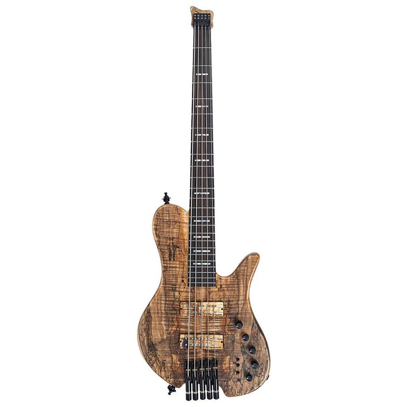 Sire F10Dx 5H/NTS swamp ash + spalted maple top 5-string active headless bass guitar, natural satin, hardfoam case
