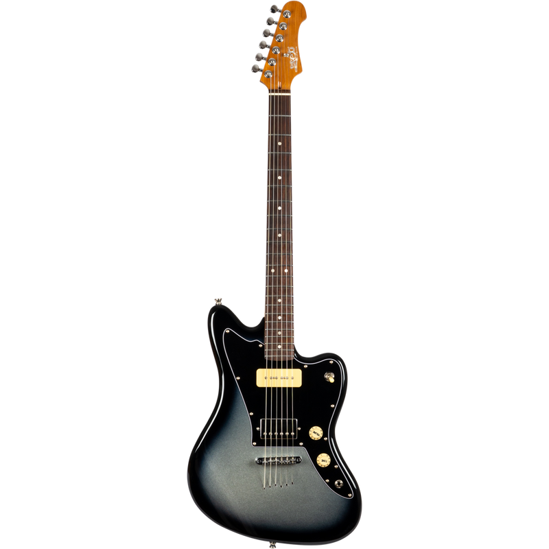 Jet Guitars JJ-350 Baritone Moonburst J-stijl bariton-schaal H-P90 MoonBurst, Rosew FB