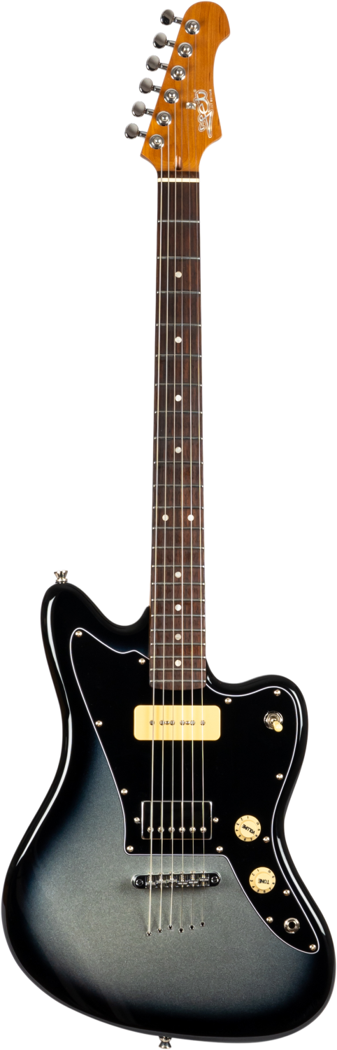 Jet Guitars JJ-350 Baritone Moonburst J-stijl bariton-schaal H-P90 MoonBurst, Rosew FB
