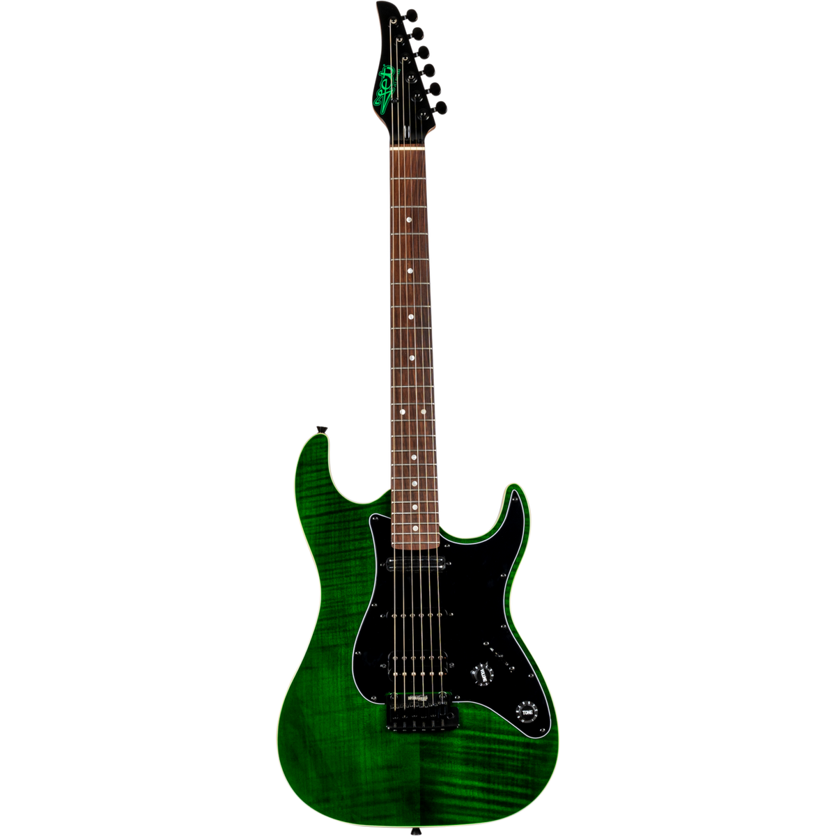 Jet Guitars JS-450 TGR R S-stijl HSS transp. Groen, Rozenw. FB westerhaven-muziek