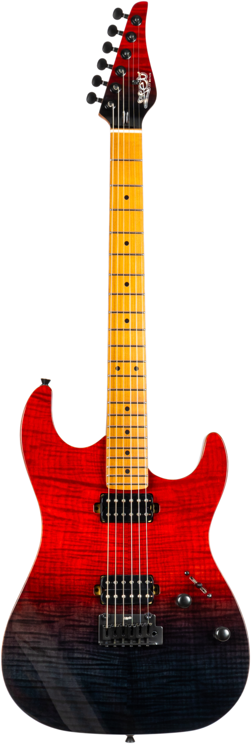 Jet Guitars JS-1000 Vulcano S-stijl HH Trans. Rood