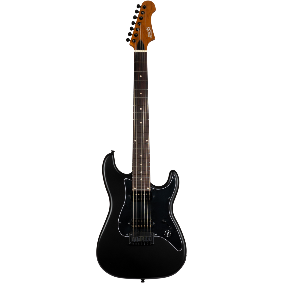 Jet Guitars JS-407 MBK R S-stijl 7-snarige HH Matt Zwart, Rosew. FB westerhaven-muziek
