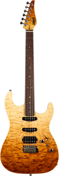 Jet Guitars JS-45 Fireburst S-stijl HSS Fireburst vlam, Rosew. FB