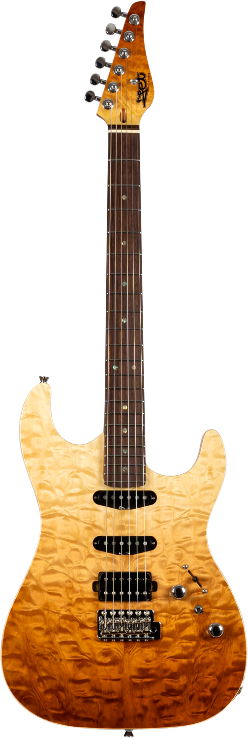 Jet Guitars JS-45 Fireburst S-stijl HSS Fireburst vlam, Rosew. FB