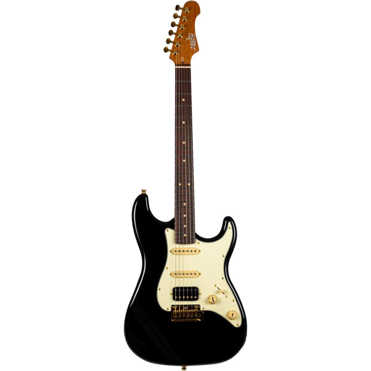 Jet Guitars JS-480 BK G S-stijl HSS Zwart/Goud HW, Rosew. FB westerhaven-muziek