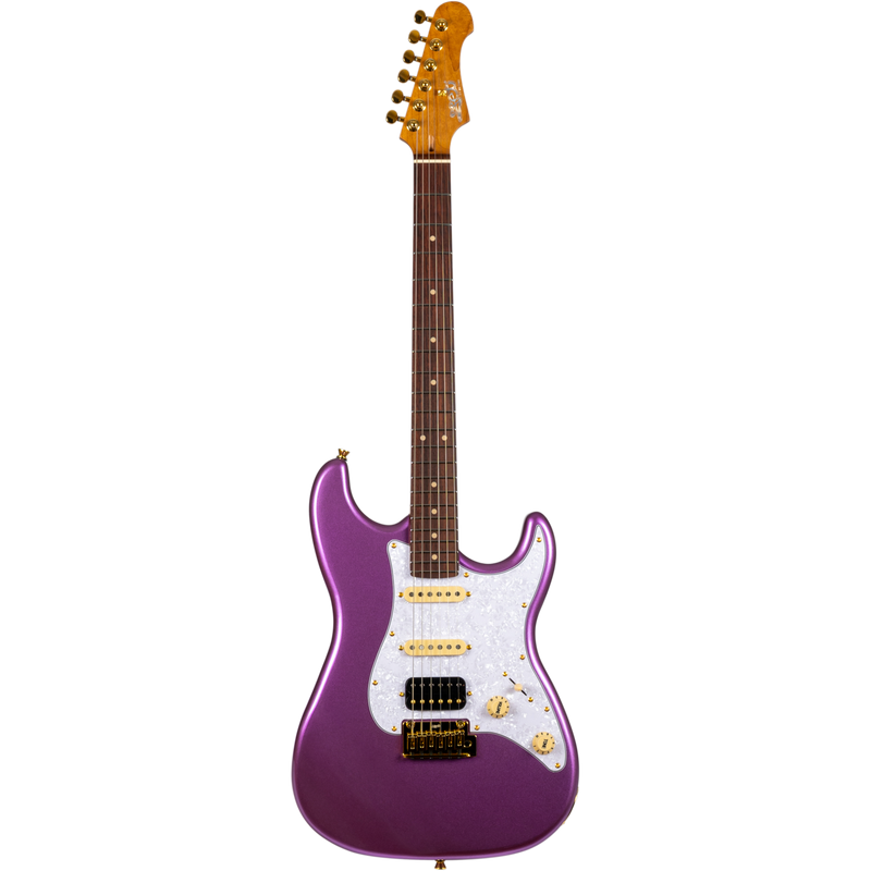 Jet Guitars JS-480 VI G S-stijl HSS Violet/Goud HW, Rosew. FB