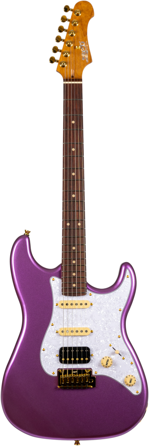 Jet Guitars JS-480 VI G S-stijl HSS Violet/Goud HW, Rosew. FB