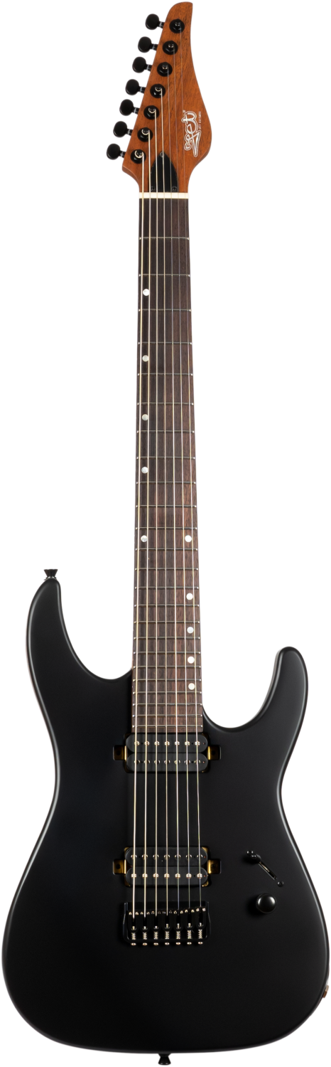 Jet Guitars JS-507 BK Stygian S-stijl 7-snarige Stygian HH Satijn Zwart, Rosew FB