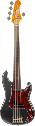 Jet Guitars JPB-305 CRC PB-stijl 5-snarige Bas Houtskool, Rozenw. FB