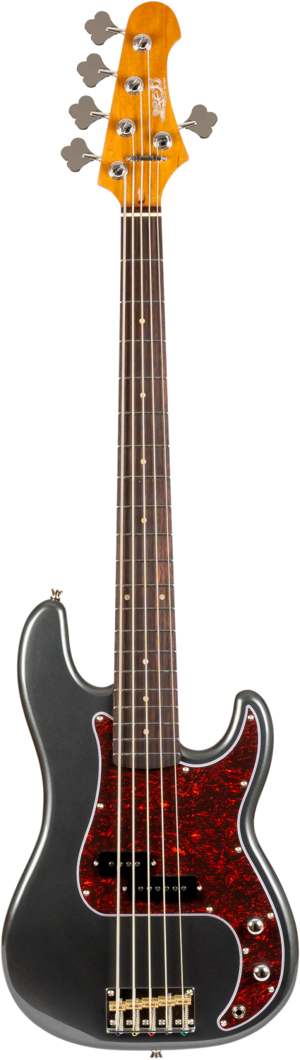 Jet Guitars JPB-305 CRC PB-stijl 5-snarige Bas Houtskool, Rozenw. FB