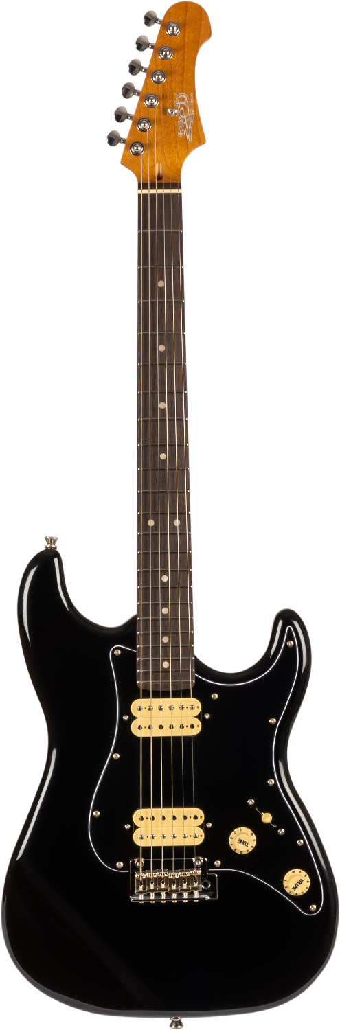 Jet Guitars JS-400 BKR H S-stijl HH Zwart, Rozew. FB