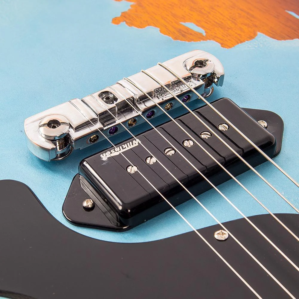 Vintage V120 ICON ~ Distressed Gun Hill Blue Over Sunburst westerhaven-muziek