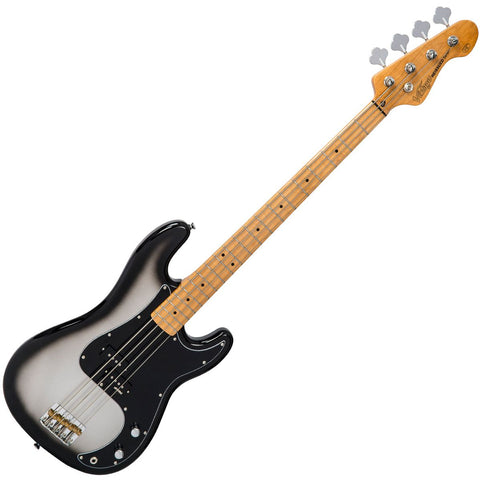 Vintage V4 Bass Guitar Maple - Silver Burst