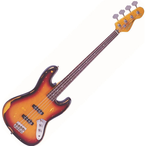 Vintage VJ74 Icon Fretless Bass - Distressed Sunburst