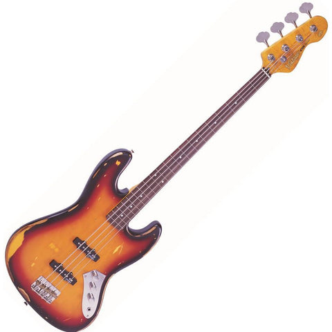 Vintage VJ74 Icon Fretless Bass - Distressed Sunburst