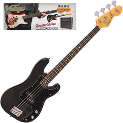 Vintage V40 Coaster Bass Guitar Pack - Gloss Black