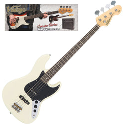 Vintage V49 Coaster Bass Guitar Pack - Vintage White
